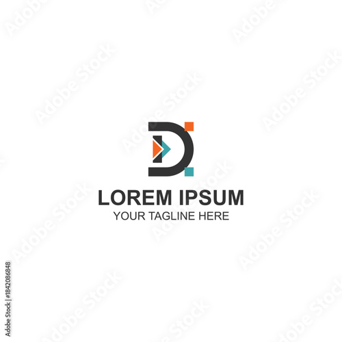 Free Download Modern geometric letter D logo with arrow elements in bold style with Creative Illustration - GFXLoad