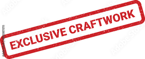 Promotional red grunge stamp with exclusive craftwork text for handcrafted items