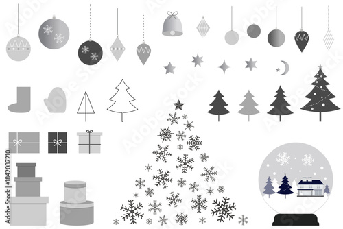 クリスマスモチーフのイラストセット　背景イラスト　ベクター素材