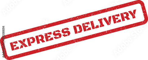 Rectangular stamp featuring express delivery message with textured grunge effect for urgent communication needs