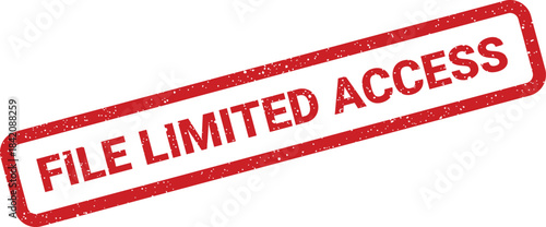 Red distressed file limited access stamp symbol for restricted information or confidential document security