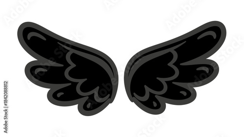 Hand Drawn Sketch Style Bird Wings Pair, Vintage Feather Detail Vector