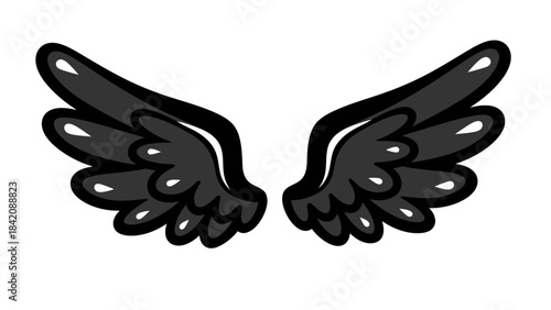 Angel Wings Vector Illustration Isolated on White Background for Tattoo and Logo Design