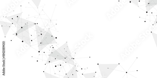 Abstract geometric background with connecting dots and lines with low poly triangle shapes. Polygonal Mesh Background Vector design digital technology concept Global network connection data structure.