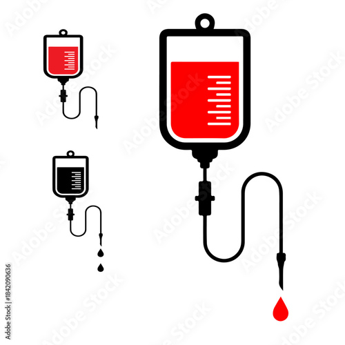 Blood infusion vector icons set