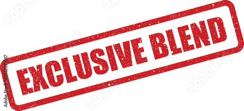Red grunge rubber stamp mark with the phrase exclusive blend for product labeling and quality assurance projects