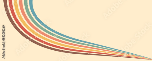 Stripe rainbow groovy. Playful geometric backdrop with colorful arches and retro patterns. Art prints and wall design. Vintage vector illustration.