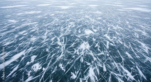 Ice surface with intricate patterns, perfect winter background, abstract texture