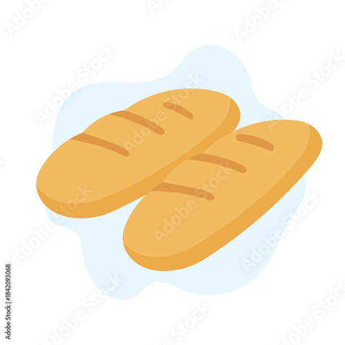 Warm bakery style featuring fresh minibaguette pair in soft golden tones, minibaguette texture adding artisan charm ideal for recipe visuals, branding and food themes.