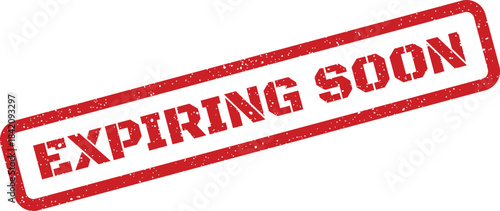 Red rectangular distressed stamp with the phrase expiring soon indicating an urgent deadline