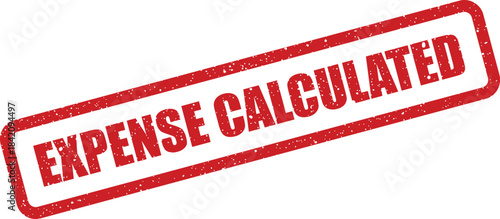 Red rectangular rubber stamp impression displaying the text EXPENSE CALCULATED for financial process completion