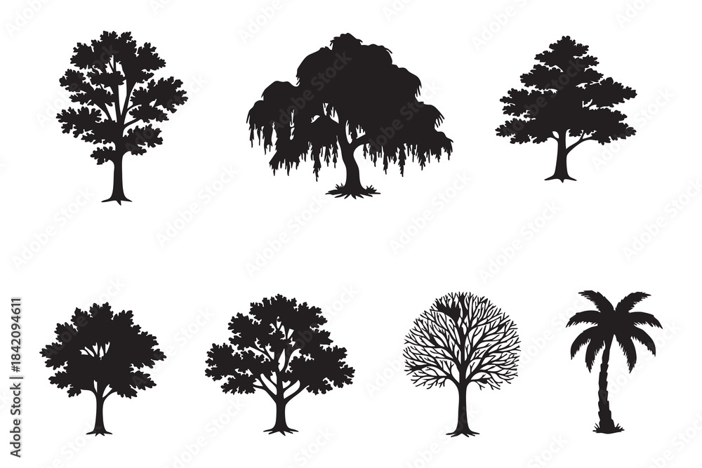 Fototapeta premium Black Tree Silhouette Pack