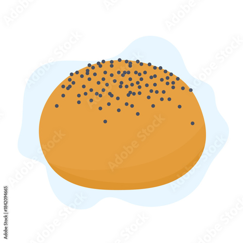 Soft bakery mood with golden bun topped with poppy seeds, bun texture creating fresh homemade vibe, inviting visual perfect for cozy food inspiration.