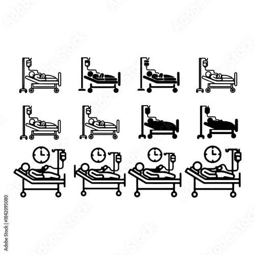 Inpatient icon set multiple style collection icons set