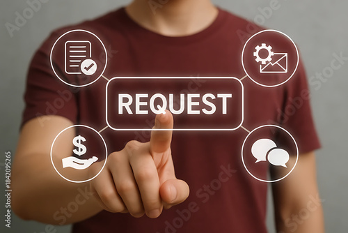 Concept of online electronic request. Business Web Online Submission Service