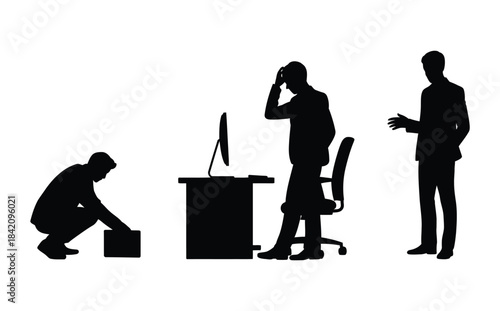 Businessmen experiencing stress and frustration at office