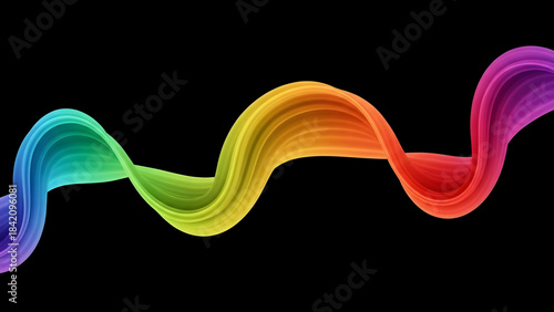 Vibrant rainbow colored wavy line on