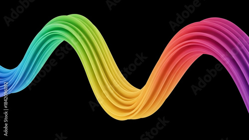 Mesmerizing colorful sinuous line representing a spectrum of vibrant frequencies, ideal for digital art and graphic design
