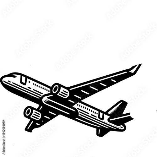Aeroplane's Silhouette: A streamlined silhouette of an airplane ascending into the sky, symbolizing travel and adventure. 