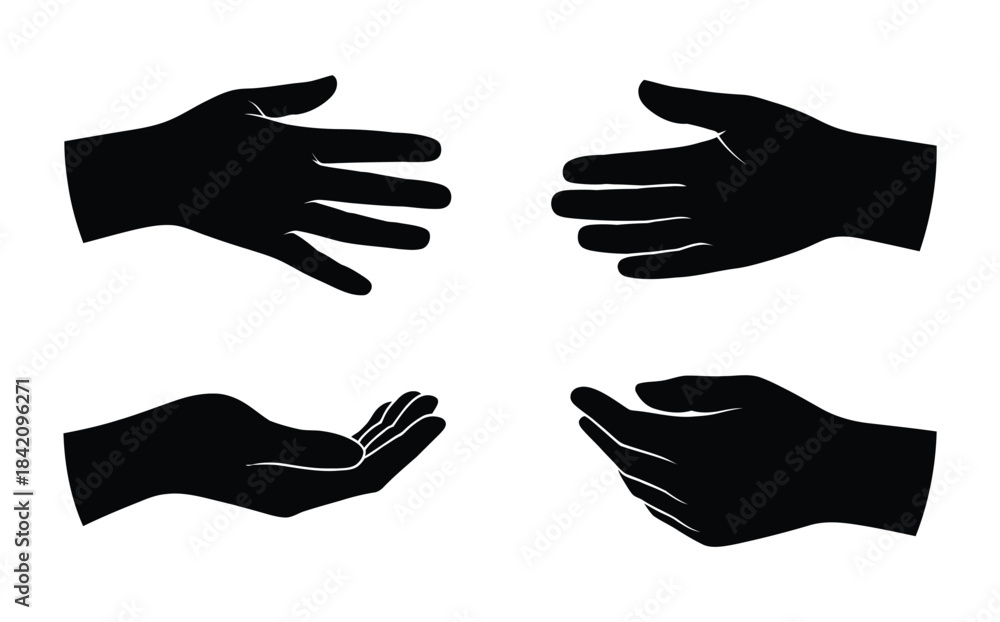Obraz premium Four black silhouettes of hands in different positions