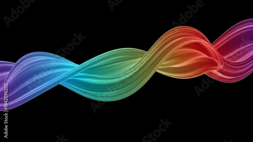 Vibrant rainbow colored wave design on a with smooth curves