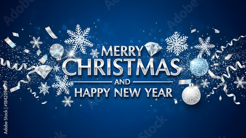 Merry christmas and happy new year festive holiday greeting card design