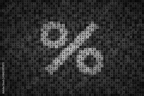 Percent sign over binary code made from 0 and 1 symbols