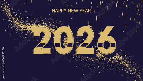 Golden Dawn of 2026: A radiant New Year's greeting for 2026, set against a dark background, the numerals 2026 shimmer with a golden aura, a message of hope.