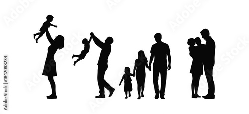 Silhouettes of happy family enjoying quality time together