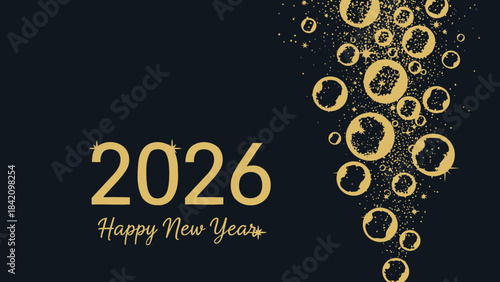 New Year 2026: Elegant, modern, minimalistic design featuring the year 2026 and Happy New Year, making it perfect for celebrating new year.