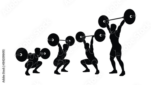 Man performing weightlifting exercises in various poses