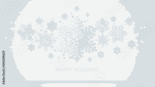 Winter's Embrace: Delicate snowflakes, the quintessential symbols of winter's charm, delicately rest. The scene is of Happy Holidays greeting