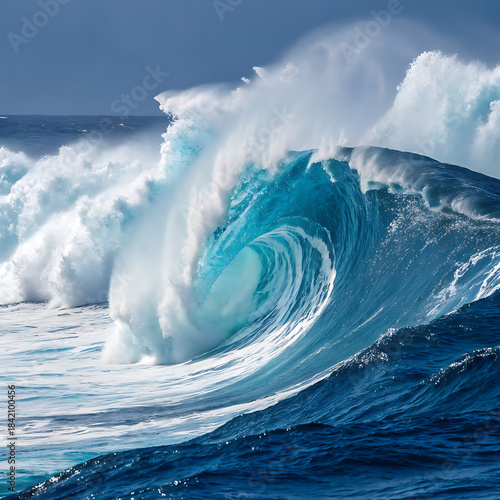 Fototapeta Naklejka Na Ścianę i Meble -  Massive ocean wave crashing with great force
