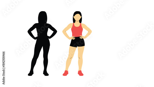 Confident woman in sportswear standing strong