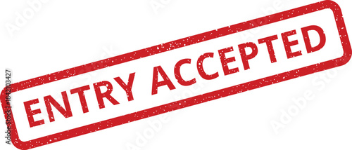 Textured rectangular stamp signifying successful entry or official acceptance of passage