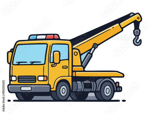 Detailed Tow Truck Vector Illustration on White Background