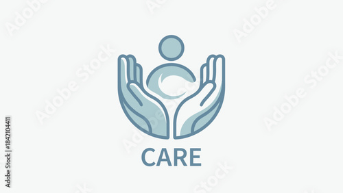 Vector Care and Protection Illustration – Symbolic Hands Supporting Human Figure for Healthcare, Social Services, Charity Branding, and Community Support Design Themes