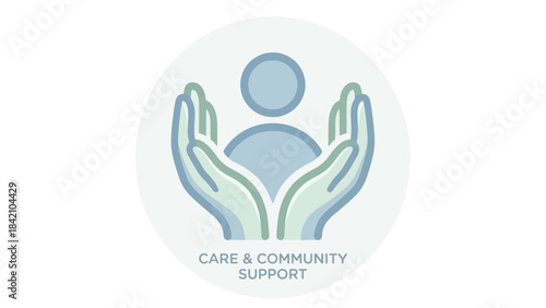Vector Care and Protection Illustration – Symbolic Hands Supporting Human Figure for Healthcare, Social Services, Charity Branding, and Community Support Design Themes