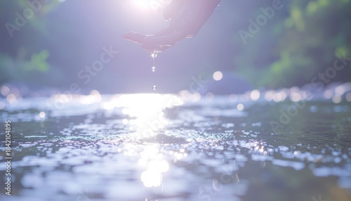 Wallpaper Mural 川の水を掬う手, Hands scooping river water
 Torontodigital.ca