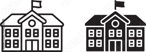 school vector icons set minimal outline and glyph versions