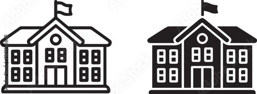 school icon set vector outline and solid building symbols