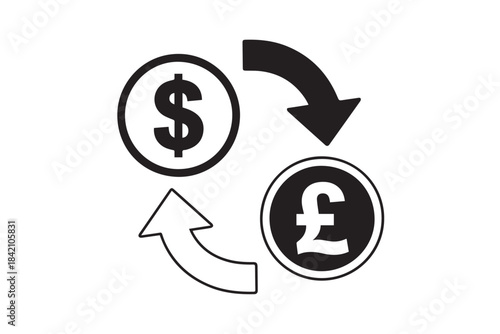 currency exchange icon dollar to pound arrows vector illustration