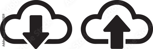 cloud upload download glyphs vector for data transfer ui