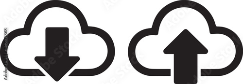 cloud upload download symbol set for cloud computing ui