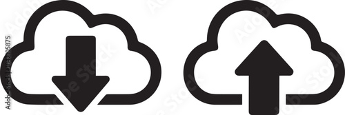 cloud upload download icons vector for app and interface