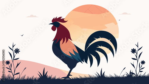 rooster in the grass