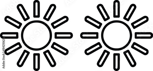 sun twin symbol sun logo alternating rays circular icon set for ui pro