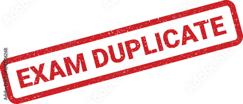 Textured red rectangular stamp indicating an exam duplicate copy for administrative record keeping purposes