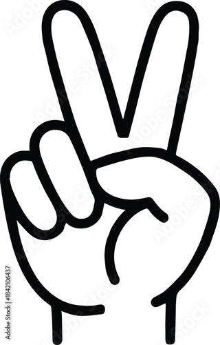 peace victory sign hand outline minimal icon for social media