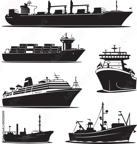 ship profile illustrations side and front views of vessels
